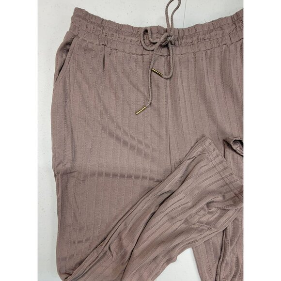 Listicle Hooded Lounge Pajama Set Mocha Draw String Straight Leg Womens Lg New - Picture 11 of 15